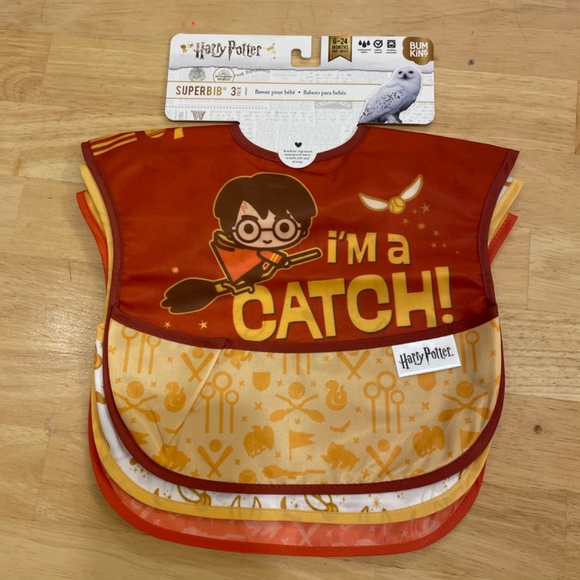 New 6-24m Harry Potter x Bumkins The Golden Snitch waterproof bibs. 3 pack. BNWT - Picture 5 of 7